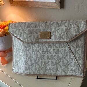 Michael Kors Beige Monogram Laptop Sleeve